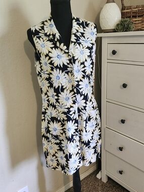 Rampage 90s Y2k Black Floral Daisy Button-Front Mini Dress